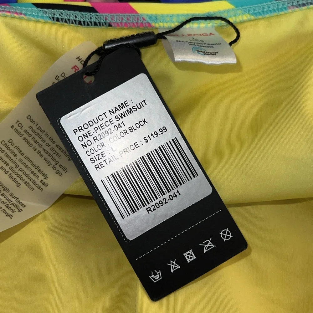 NWT Relleciga‎ Color Block One Piece Swimsuit- L